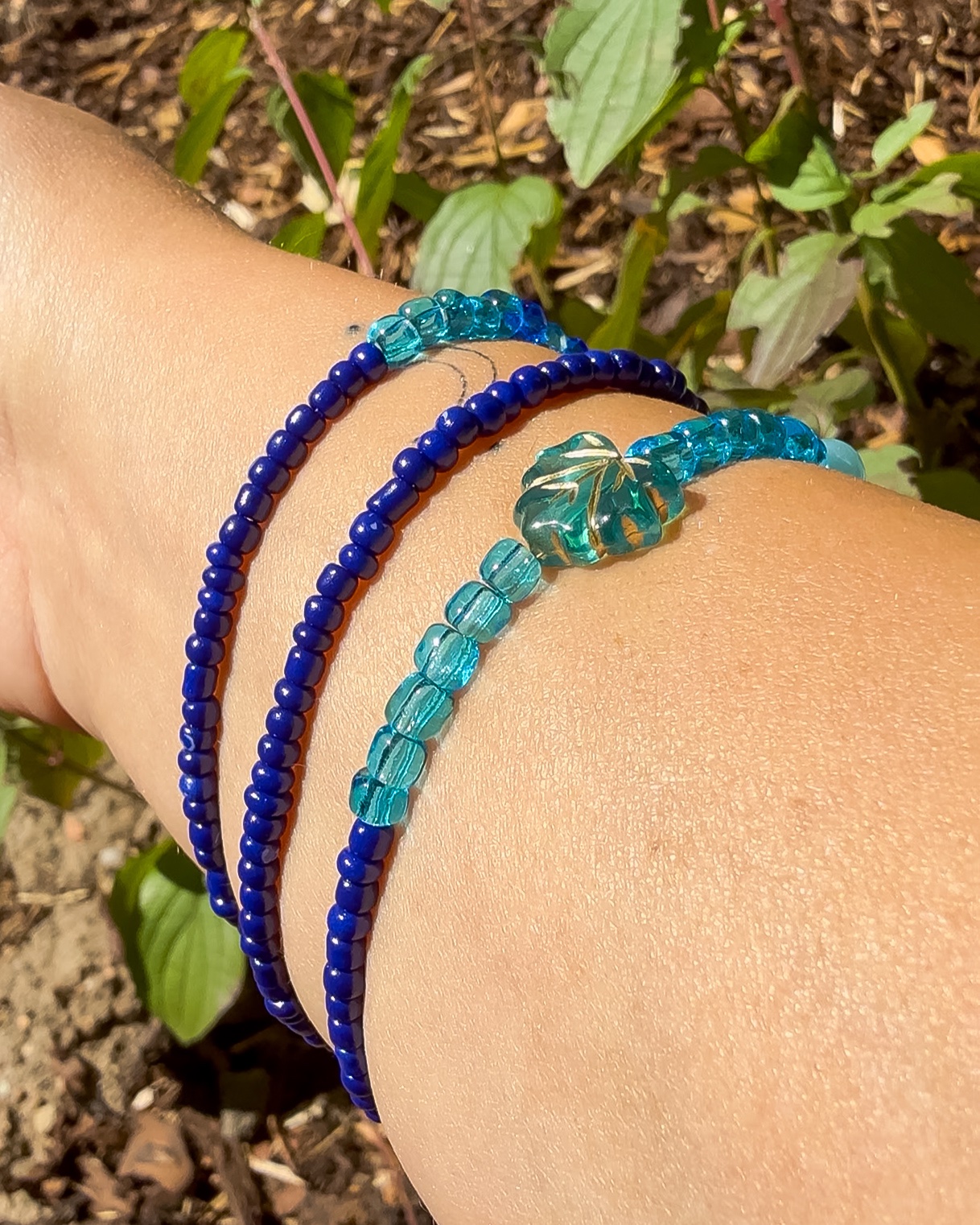 Herbst-Set blau – 3 Perlenarmbänder – Bild 2