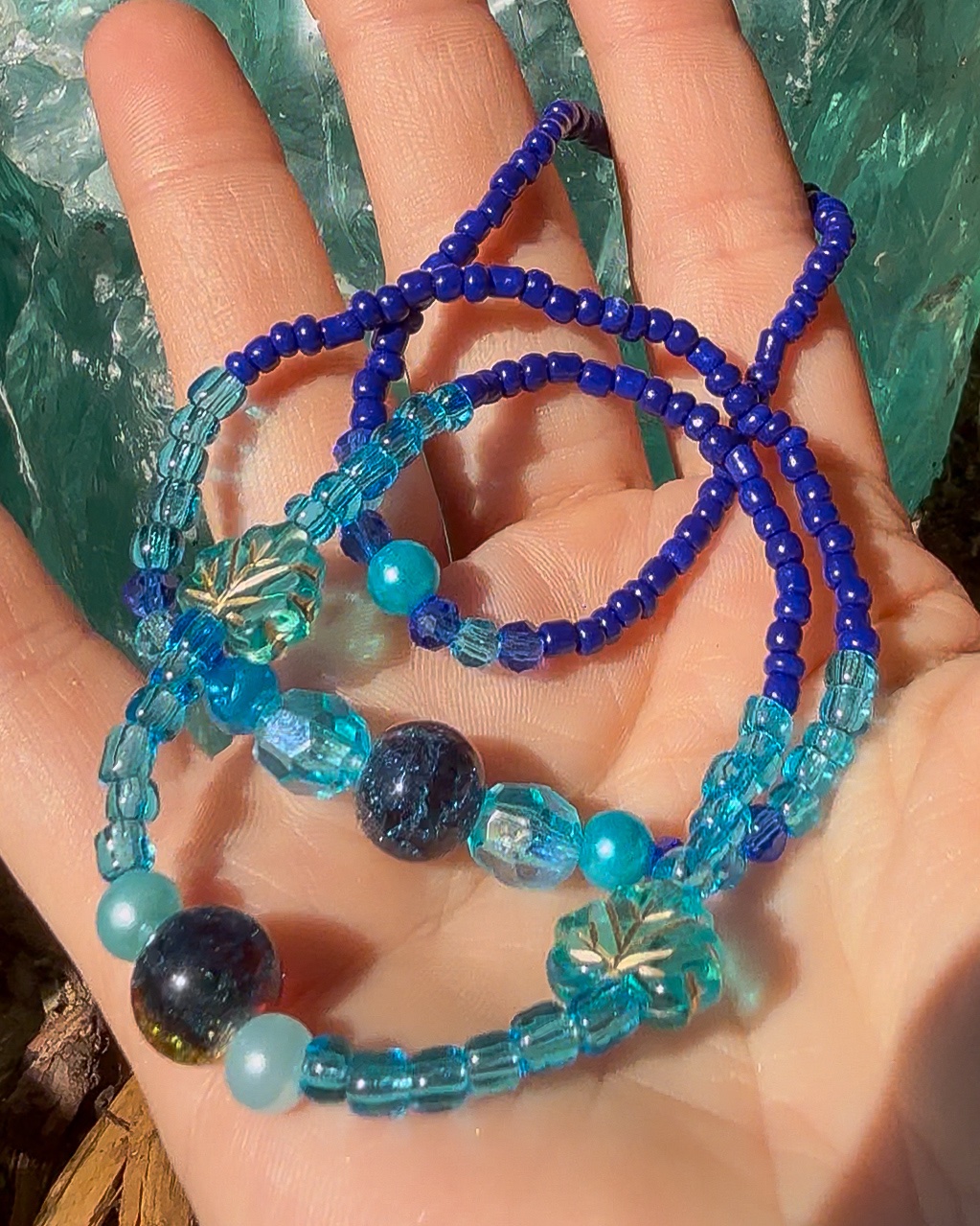 Herbst-Set blau – 3 Perlenarmbänder – Bild 3
