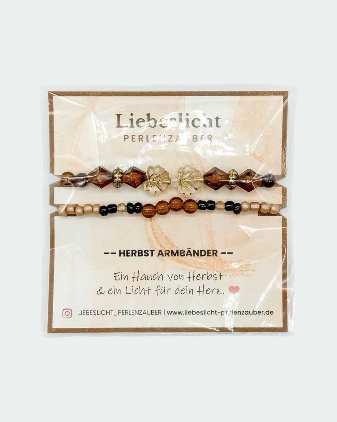 Herbst-Set braun – 2 Perlenarmbänder – Bild 1