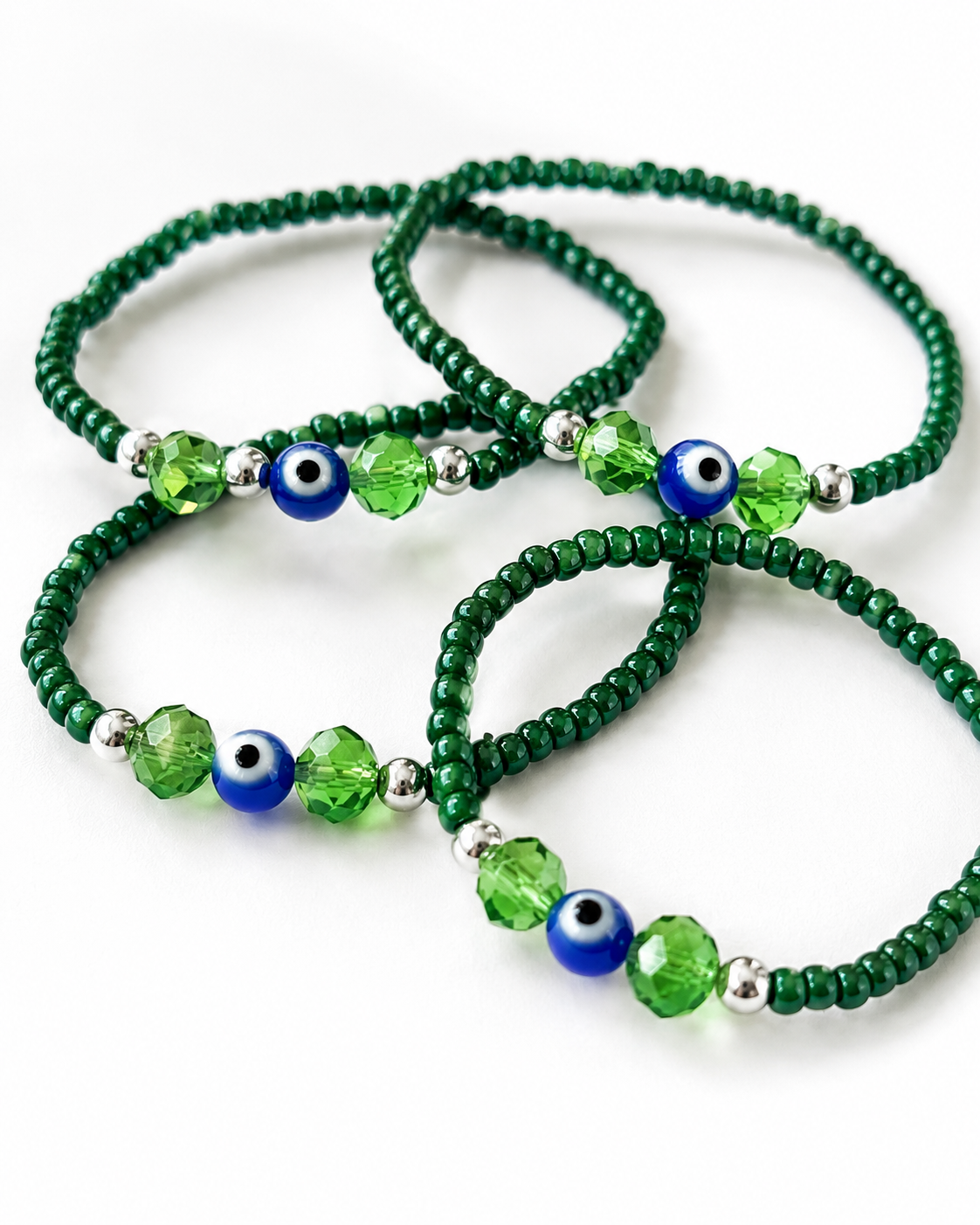 Grüner Schutzblick – Kristall-Nazar Perlenarmband für Glaube, Licht & Schutz – Bild 3