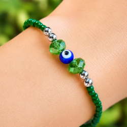 Grüner Schutzblick – Kristall-Nazar Perlenarmband für Glaube, Licht & Schutz - Thumbnail Image 4