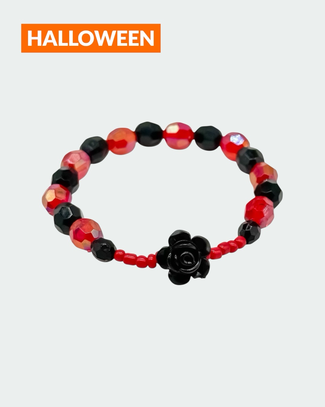 Schwarze Rose – Halloween-Edition – Perlenarmband – Bild 1