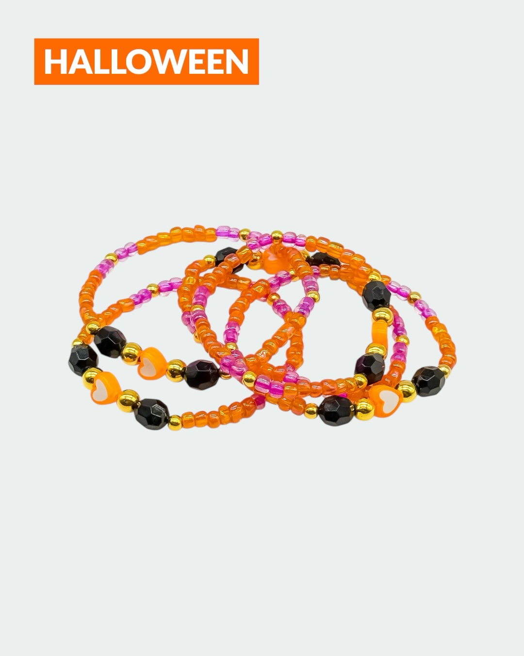 Oranges Herz – Halloween-Edition – Perlenarmband – Bild 1