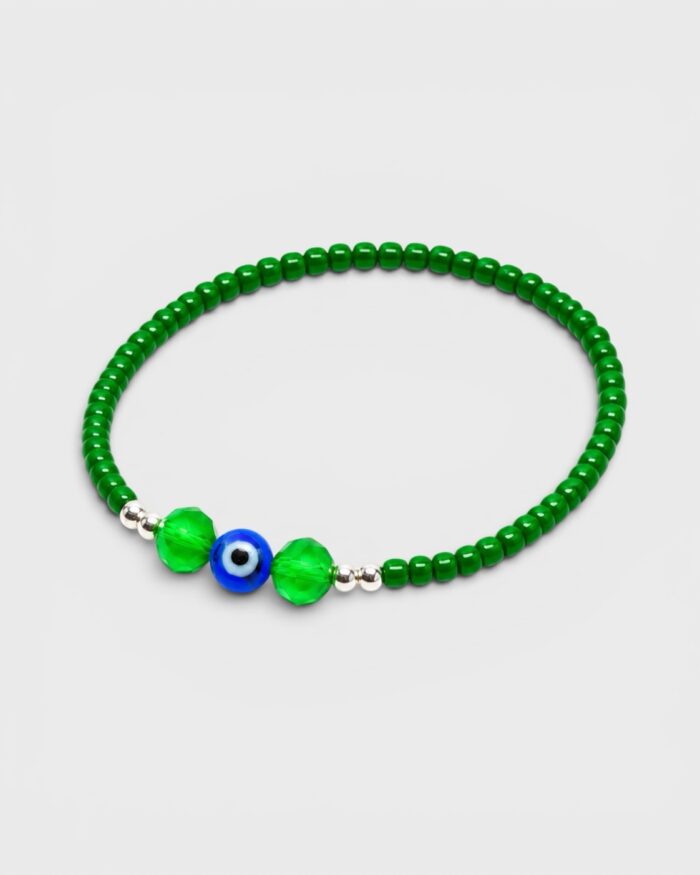 Grüner Schutzblick – Kristall-Nazar Perlenarmband für Glaube, Licht & Schutz