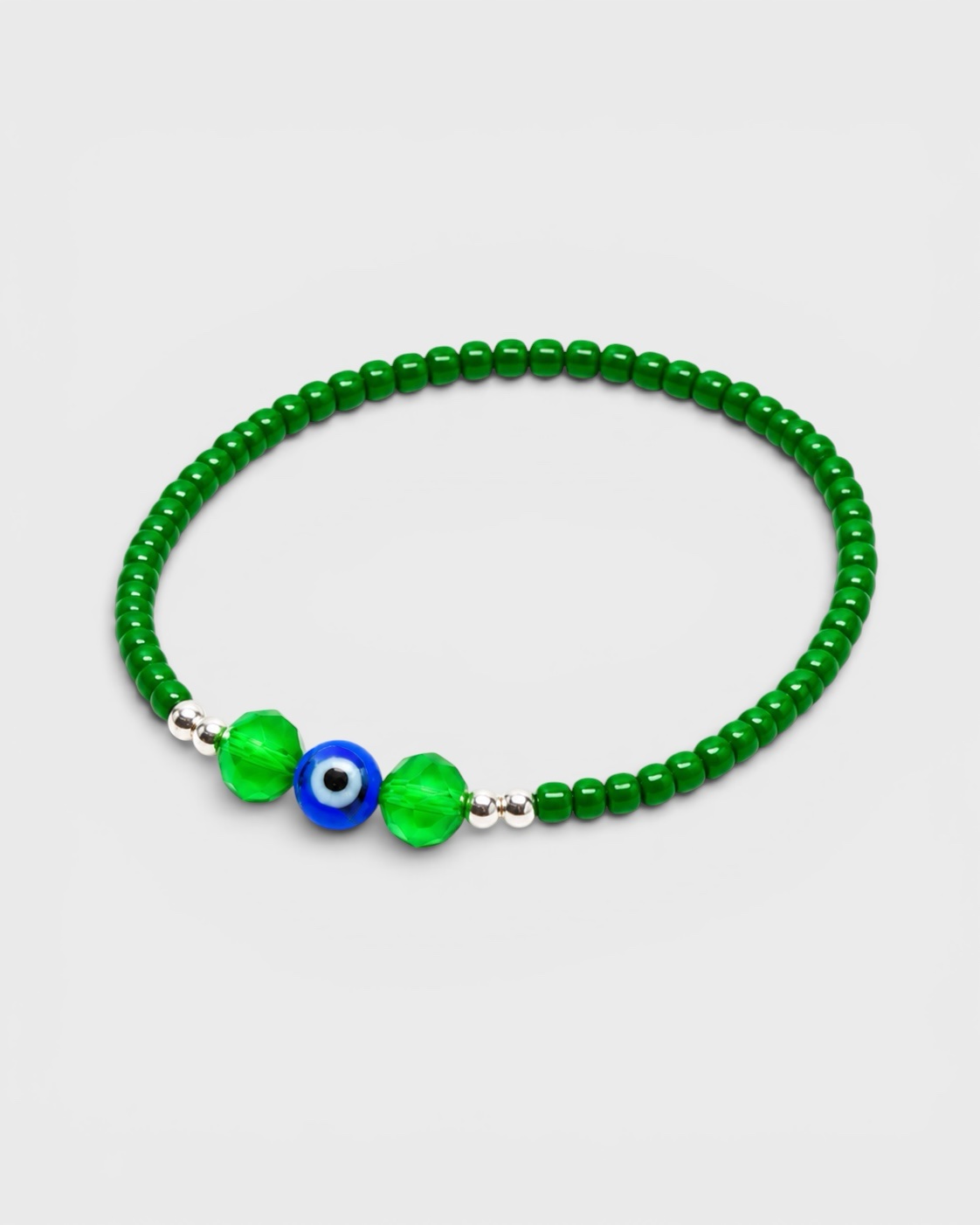 Grüner Schutzblick – Kristall-Nazar Perlenarmband für Glaube, Licht & Schutz – Bild 1