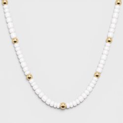 Pure White & Gold – Halskette mit Glasperlen - Thumbnail Image 1