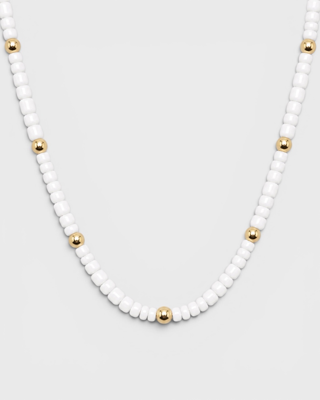 Pure White & Gold – Halskette mit Glasperlen – Bild 1
