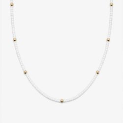 Pure White & Gold – Halskette mit Glasperlen - Thumbnail Image 2
