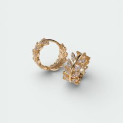 Goldblatt – feine Creolen mit Blätter-Motiv - Thumbnail Image 1