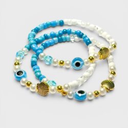 Aqua Solara – Schutzarmband mit Nazar-Auge & Muschel in blau - Thumbnail Image 3