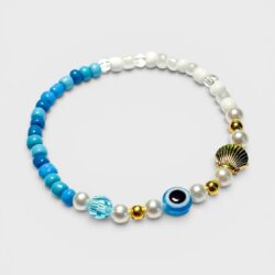 Aqua Solara – Schutzarmband mit Nazar-Auge & Muschel in blau - Thumbnail Image 1