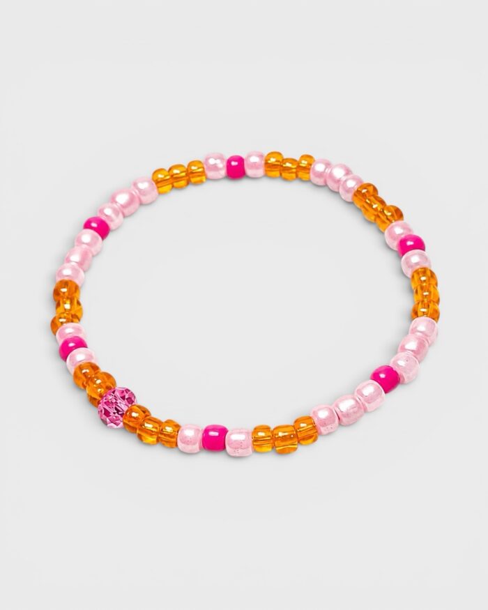 Farbenkuss – Perlenarmband in pink & orange