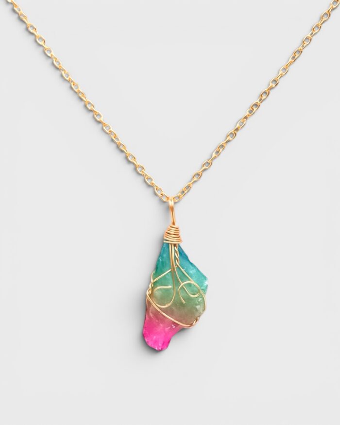 Aurora Quartz – Naturstein-Kette mit Regenbogenquarz