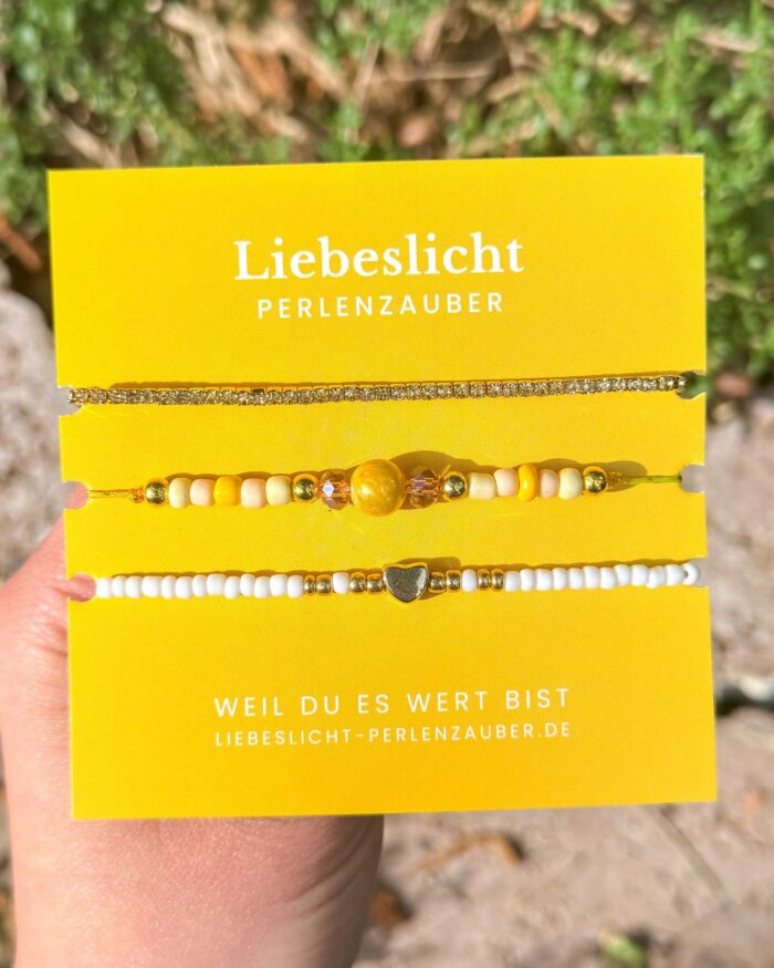 Golden Sunshine – 3er Armband-Set für Liebe, Selbstliebe & Weiblichkeit