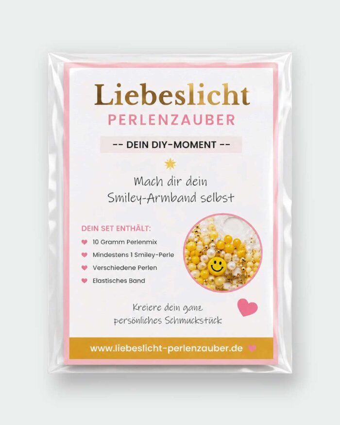 Smiley DIY-Perlenset – 10 Gramm in verschiedenen Farben inkl. elastischem Band