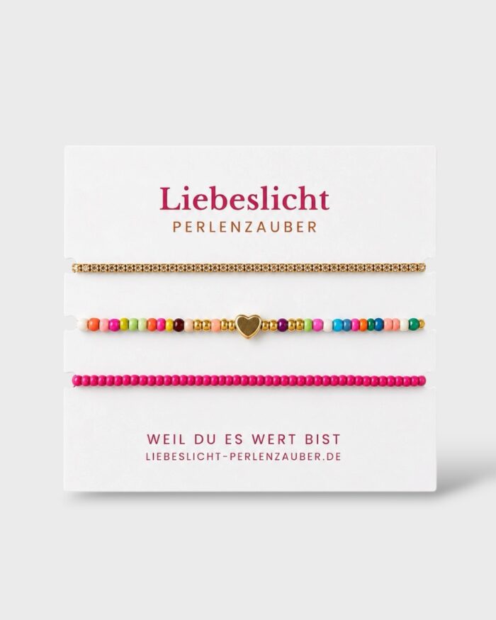 Kleines Goldherz – 3er Armband-Set für Liebe, Selbstliebe & Weiblichkeit