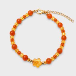 Goldene Blütenstunde – Perlenarmband mit Karabinerverschluss - Thumbnail Image 1