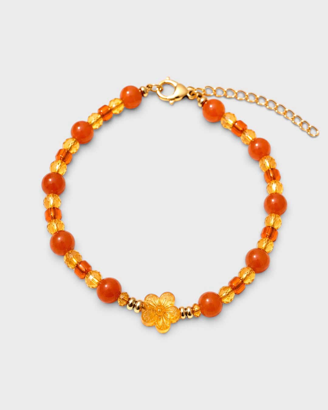 Goldene Blütenstunde – Perlenarmband mit Karabinerverschluss – Bild 1