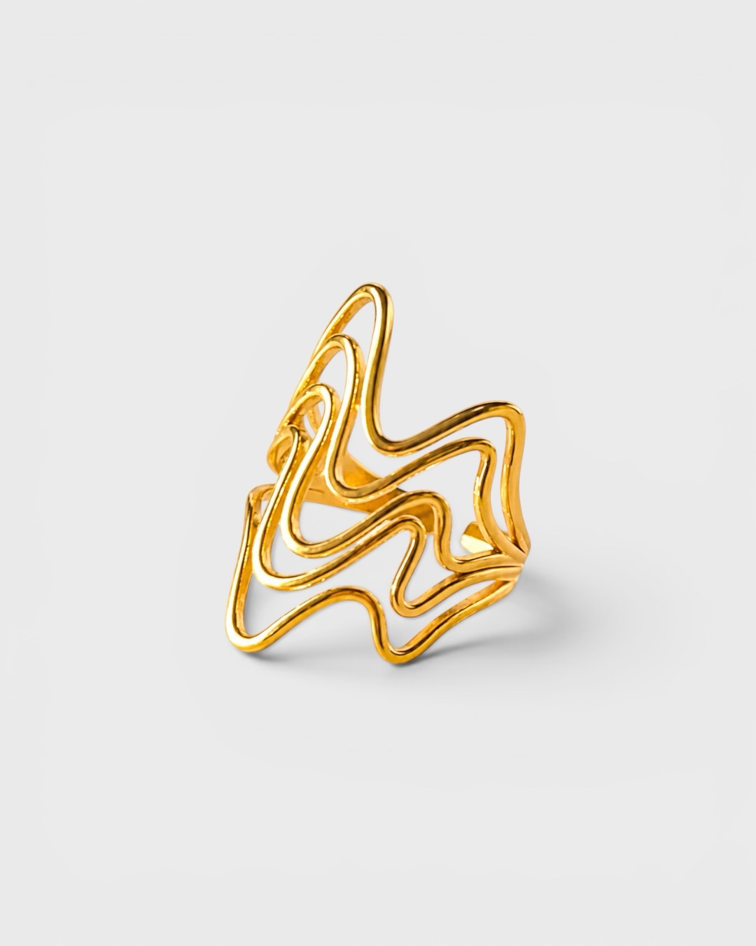 Goldene Welle – verstellbarer Edelstahlring in Gold – Bild 1