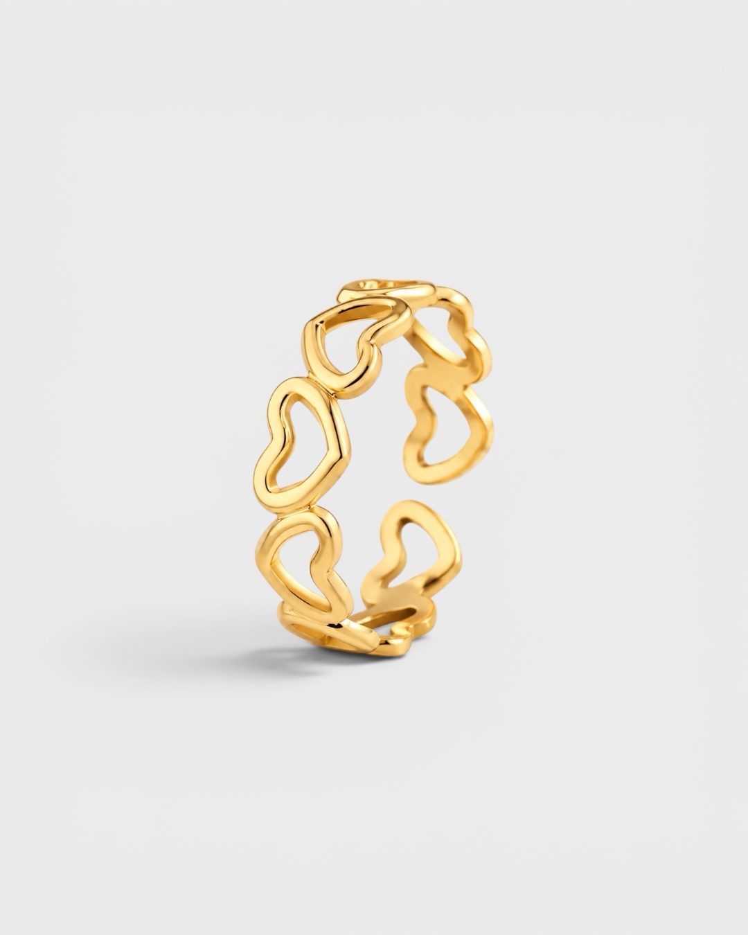 Herz an Herz – verstellbarer Ring aus 18K PVD-vergoldetem Edelstahl – Bild 1