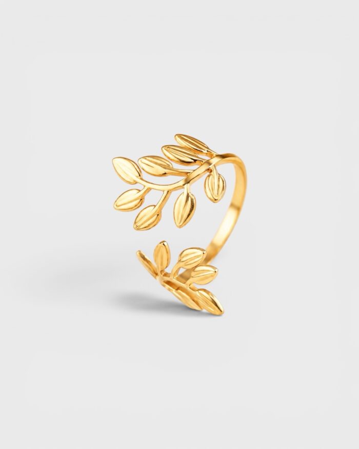 Blütenzweig – verstellbarer Ring aus 18K PVD-vergoldetem Edelstahl