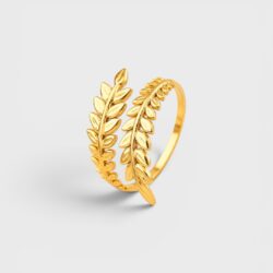 Lorbeerkranz – verstellbarer Ring aus 18K PVD-vergoldetem Edelstahl - Thumbnail Image 1