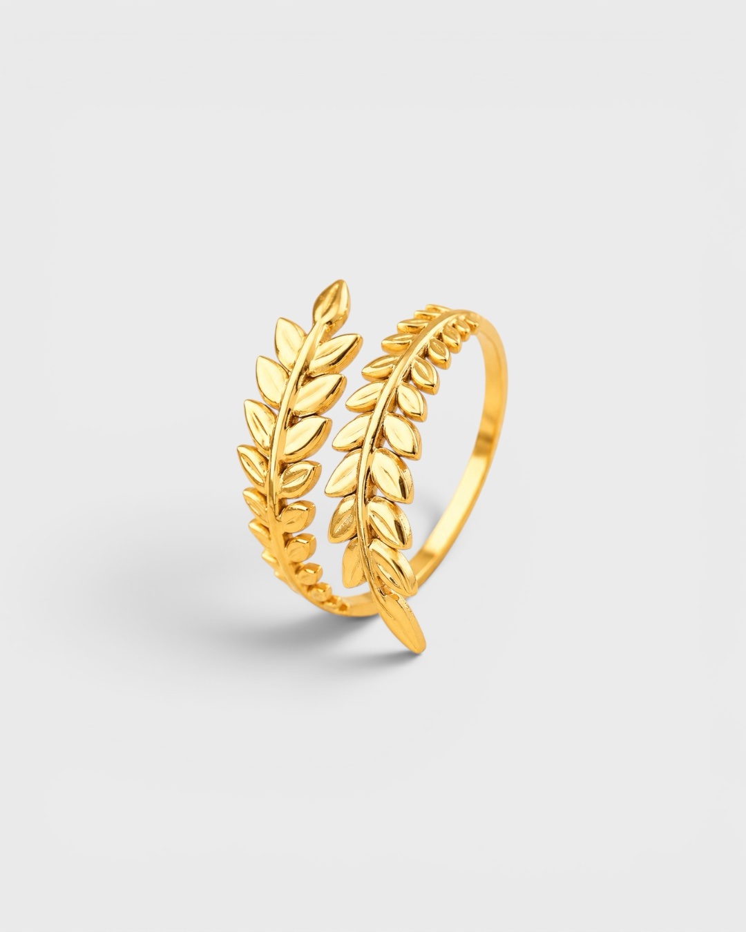 Lorbeerkranz – verstellbarer Ring aus 18K PVD-vergoldetem Edelstahl – Bild 1