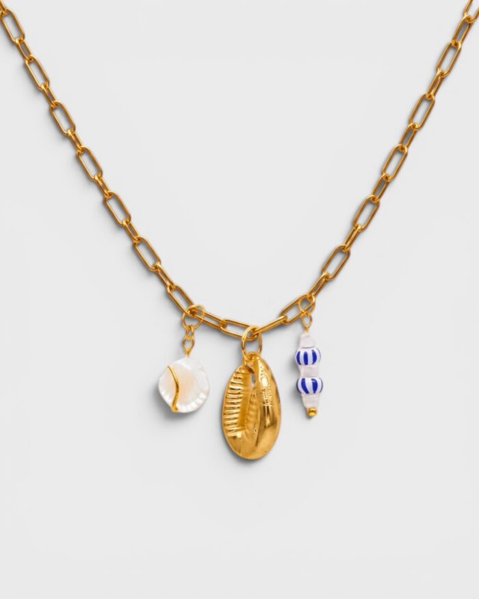 Muschelglück – Charm-Halskette aus 18K vergoldetem Edelstahl