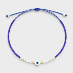 Glücksblick – zartes Perlenarmband mit Nazar-Auge, größenverstellbar - Thumbnail Image 4