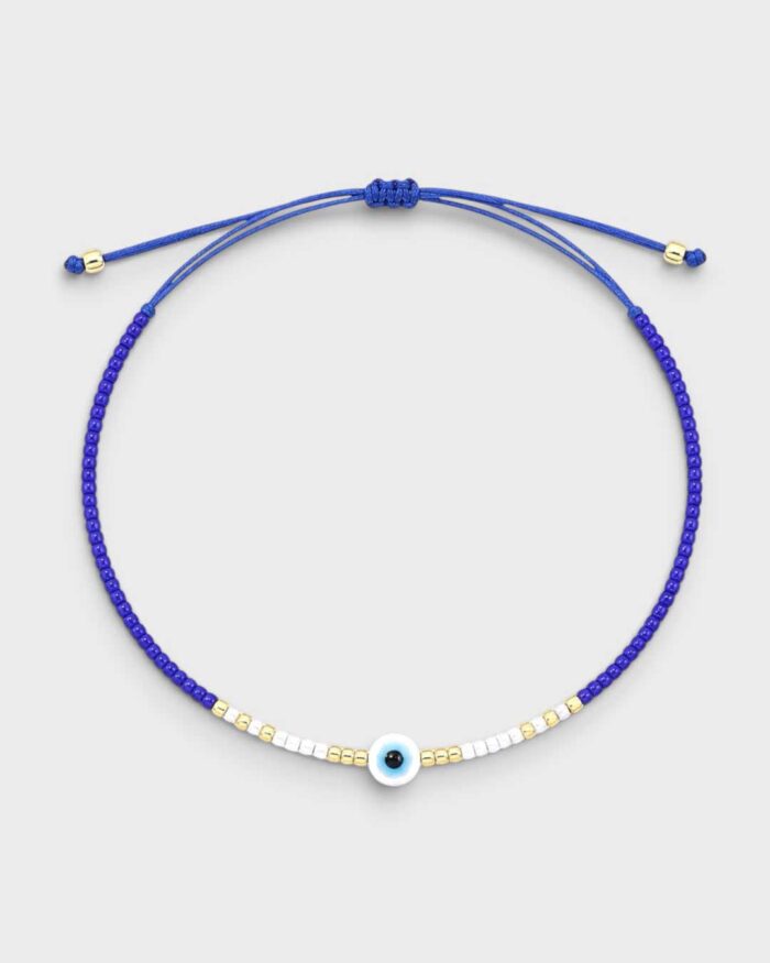 Glücksblick – zartes Perlenarmband mit Nazar-Auge, größenverstellbar