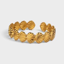 Muschelliebe – goldfarbener biegsamer Armreif aus Edelstahl - Thumbnail Image 3