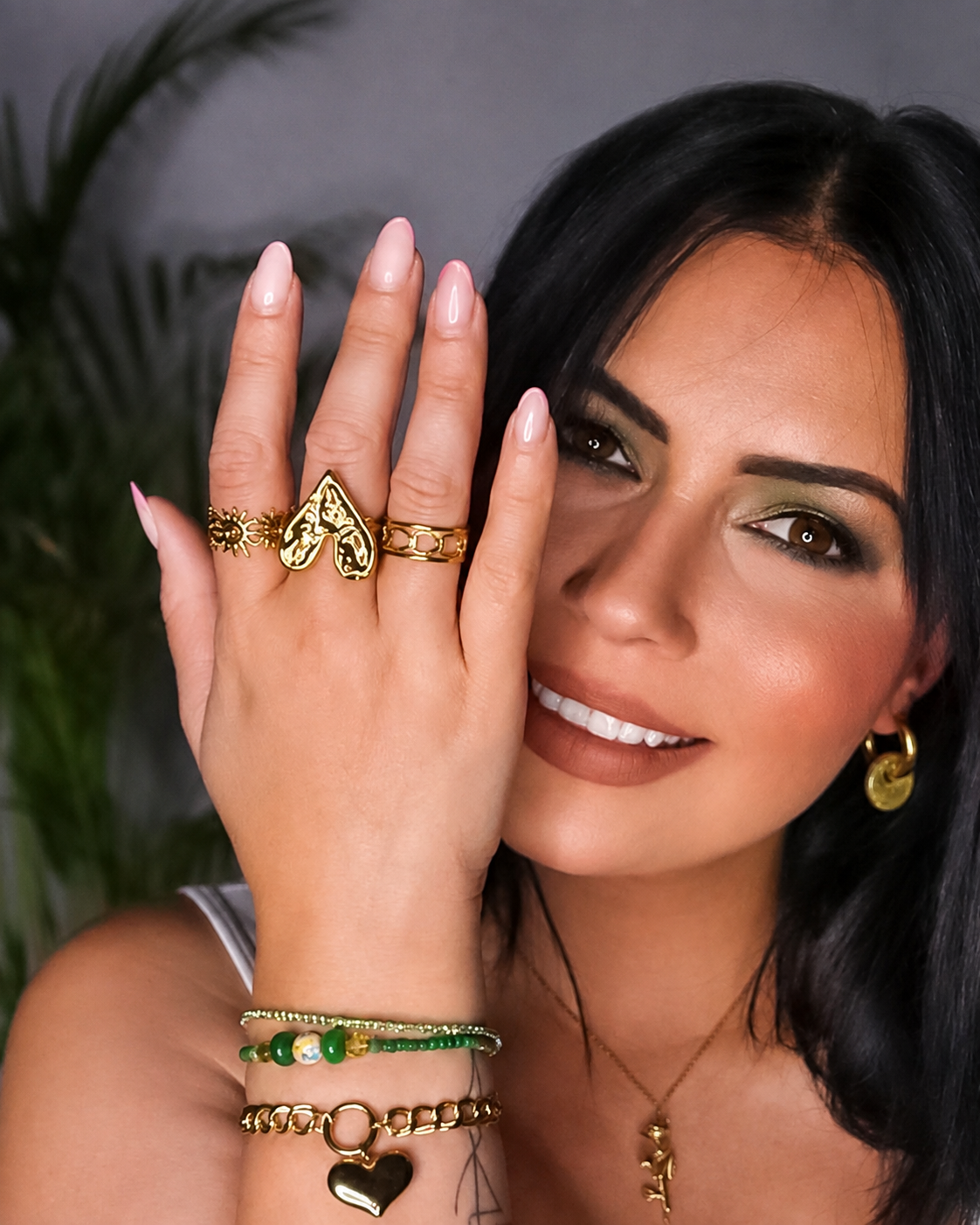 Big Heart Vibes – verstellbarer Edelstahl-Ring in Gold – Bild 2