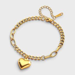 Kettenspiel – goldenes Edelstahl-Armband mit Herzanhänger - Thumbnail Image 5