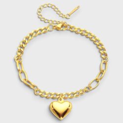 Kettenspiel – goldenes Edelstahl-Armband mit Herzanhänger - Thumbnail Image 4