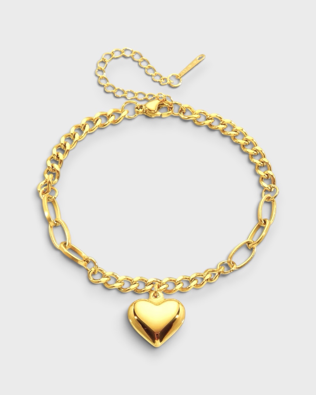 Kettenspiel – goldenes Edelstahl-Armband mit Herzanhänger – Bild 4