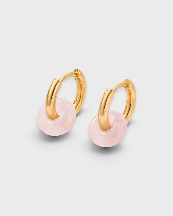 Rosétraum – goldfarbene Creolen mit Naturstein