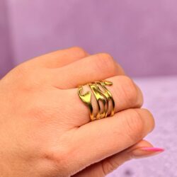 Freigeist – verstellbarer Edelstahl-Ring in Gold - Thumbnail Image 3