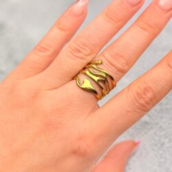 Freigeist – verstellbarer Edelstahl-Ring in Gold - Thumbnail Image 2