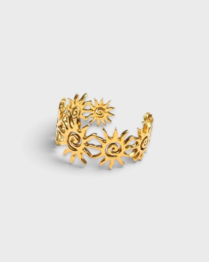 Kleine Sonnen – verstellbarer Ring aus 18K PVD-vergoldetem Edelstahl