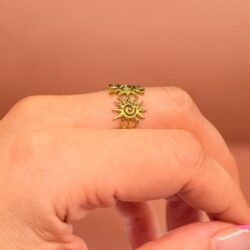 Kleine Sonnen – verstellbarer Ring aus 18K PVD-vergoldetem Edelstahl - Thumbnail Image 3