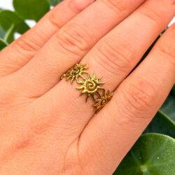 Kleine Sonnen – verstellbarer Ring aus 18K PVD-vergoldetem Edelstahl - Thumbnail Image 4