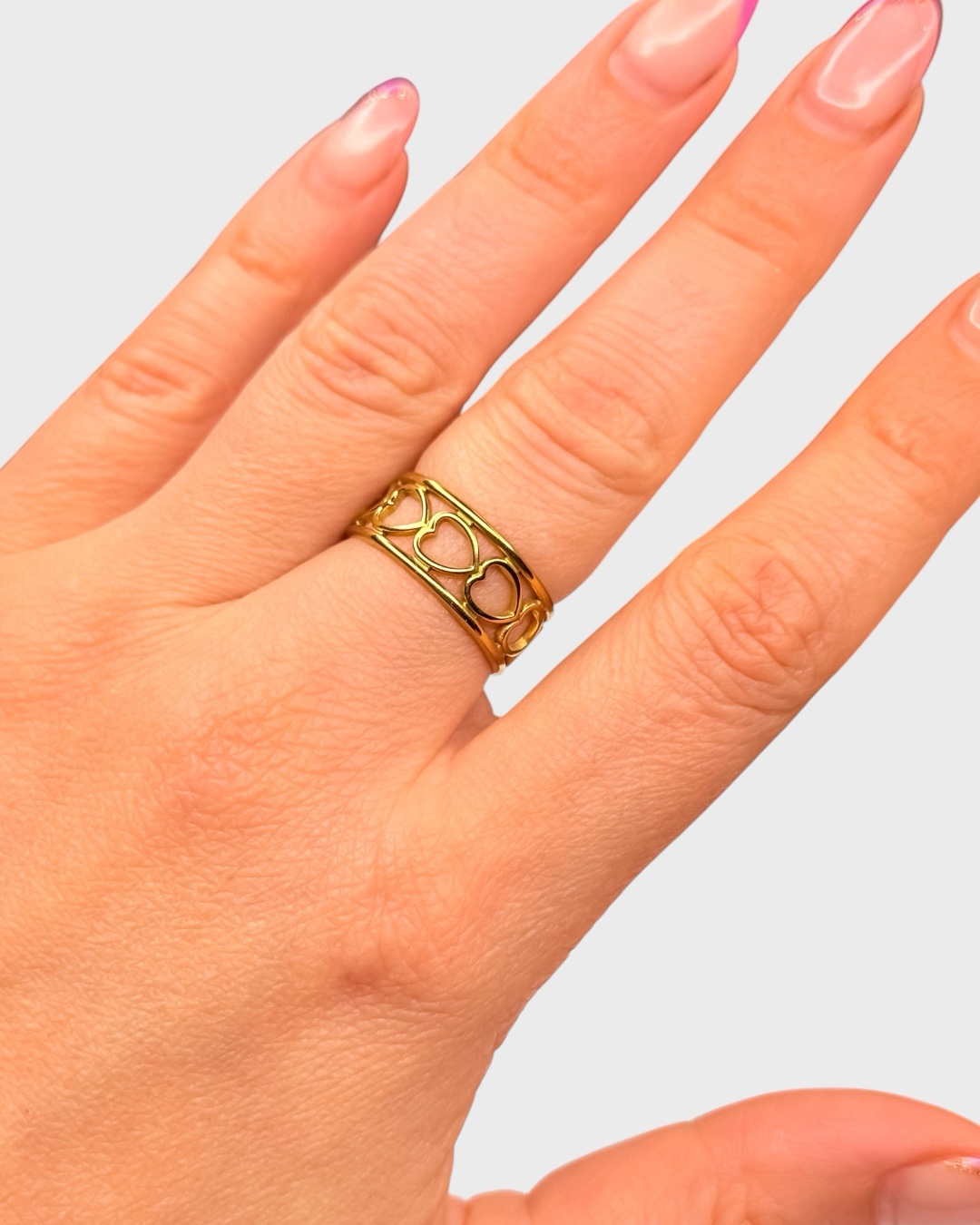 Herzensband – verstellbarer Edelstahl-Ring in Gold – Bild 2