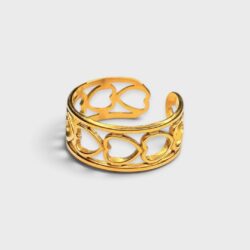 Herzensband – verstellbarer Edelstahl-Ring in Gold - Thumbnail Image 1