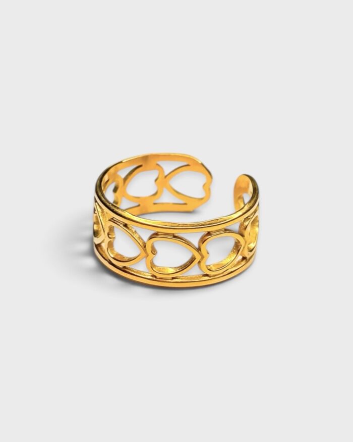 Herzensband – verstellbarer Edelstahl-Ring in Gold