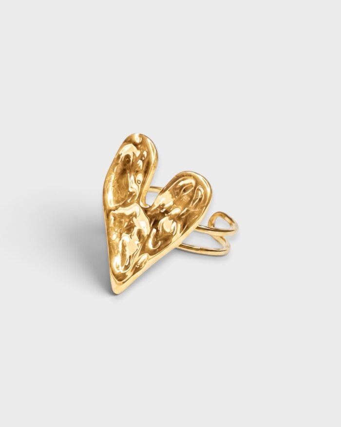 Big Heart Vibes – verstellbarer Edelstahl-Ring in Gold