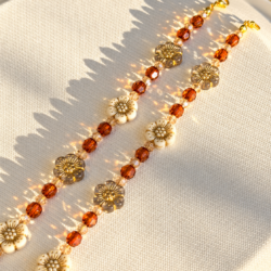 Herbstblumensonne – verstellbares Perlenarmband mit Edelstahlverschluss - Thumbnail Image 5