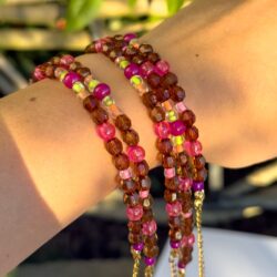 Pinkes Herbstglühen – verstellbares Perlenarmband - Thumbnail Image 2