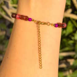 Pinkes Herbstglühen – verstellbares Perlenarmband - Thumbnail Image 3