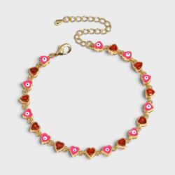Herz-Zirkonia-Armband mit Nazar-Schutzauge - Thumbnail Image 4