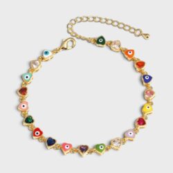 Herz-Zirkonia-Armband mit Nazar-Schutzauge - Thumbnail Image 1